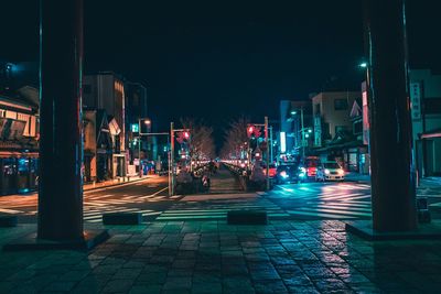 Light trails on city street at night