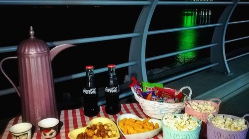 High angle view of food on table