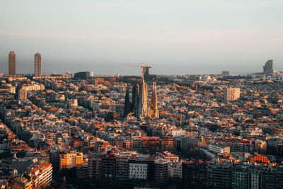 High angle view of townscape against sky