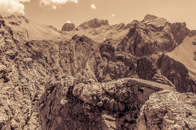 Scenic view of rocky mountains against sky