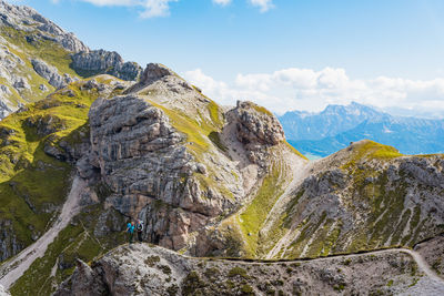 Panoramic view of rocky mountains against sky