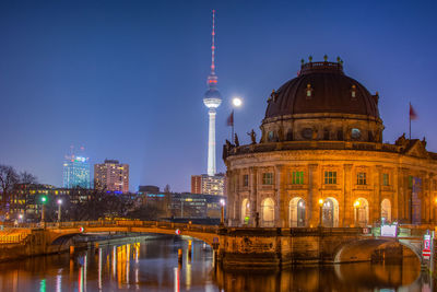 Illuminated buildings at night