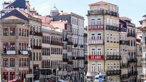 Low angle view of buildings in city