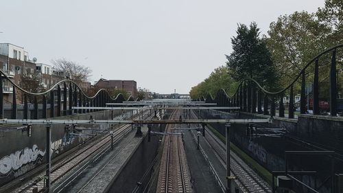 View of railway tracks against clear sky