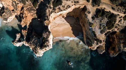 High angle view of rock formations