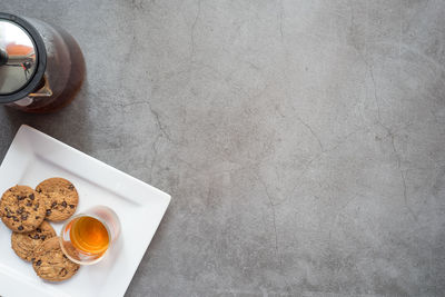 Directly above shot of breakfast on table