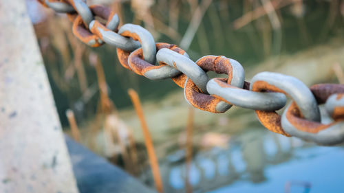 Close-up of rusty chain