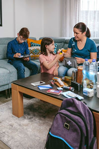 Young woman eating food