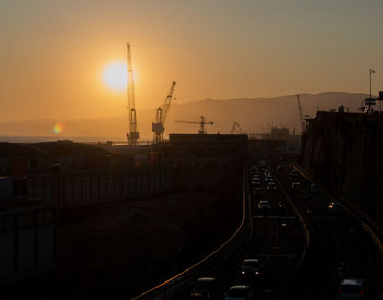 View of city at sunset