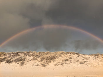 Scenic view of rainbow against sky