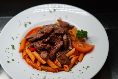 Close-up of meal served in plate