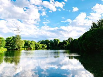 Scenic view of lake against sky