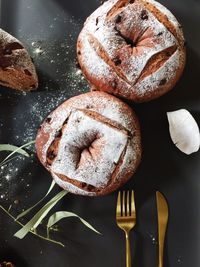 High angle view of bread on table