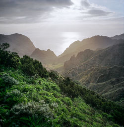 Scenic view of mountains against sky
