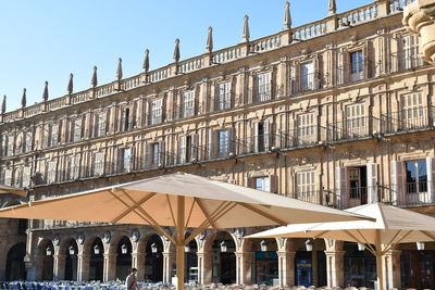 Low angle view of building against clear sky