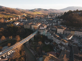 Aerial view of the medieval village of pergola