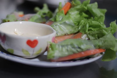 Close-up of meal served in plate