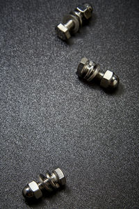 High angle view of bottle on table
