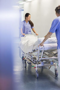 Nurses walking through corridor