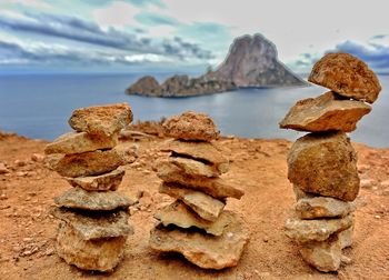 Stack of rocks in water