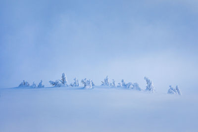 Scenic view of snow covered landscape against sky