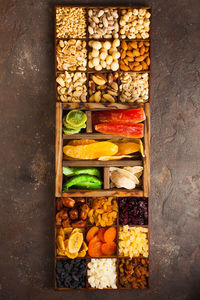 Directly above shot of multi colored fruits on shelf