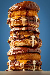 Close-up of stack of food