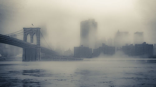 City skyline with river in background