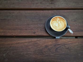 Directly above shot of cappuccino on table