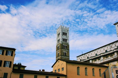 Low angle view of buildings against sky