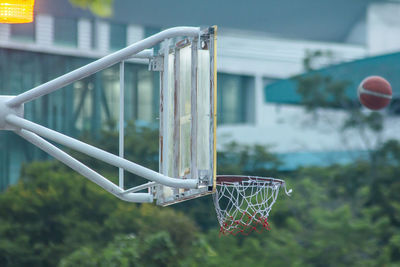 Close-up of basketball hoop