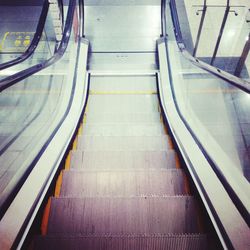 Close-up of escalator in subway station