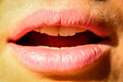 Extreme close-up of mid adult woman lips