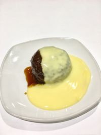 Close-up of dessert in plate on table