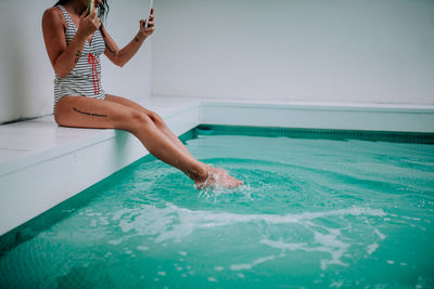 Woman in swimming pool