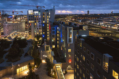 Copenhagen, denmark, skyline view at sunset to suburbia from an elevated vantage point.