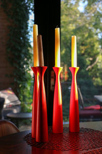 Close-up of candles against blurred background