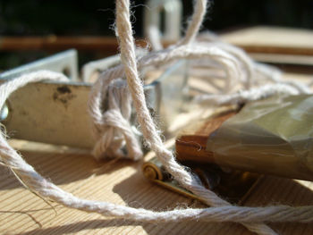 Close-up of rope against blurred background