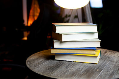 Close-up of books on table