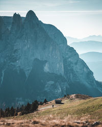 Scenic view of rocky mountains against sky