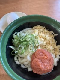 High angle view of meal served in bowl