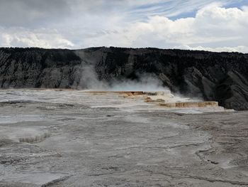 Scenic view of geyser inside yellowstone national park 