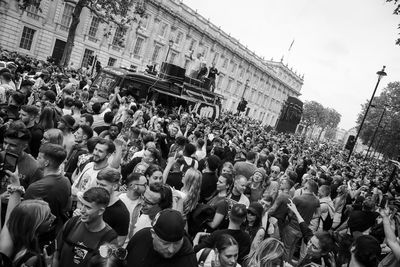 People on street in city