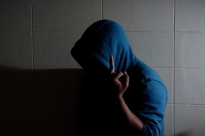 Portrait of a person on a wall