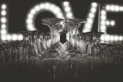 Close-up of illuminated glass decoration
