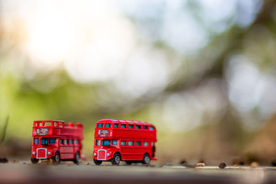 Close-up of toy car on table