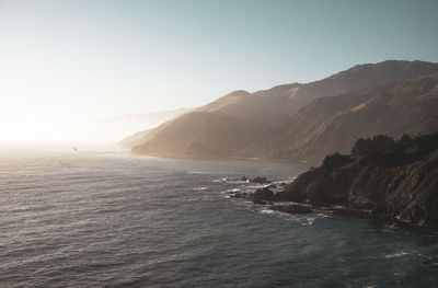 Scenic view of sea against clear sky