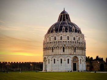 View of historical building against sky during sunset