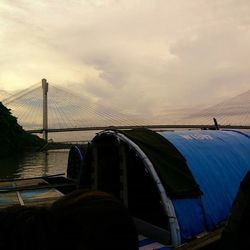 Suspension bridge over river