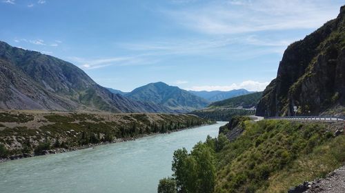 Scenic view of mountains against sky